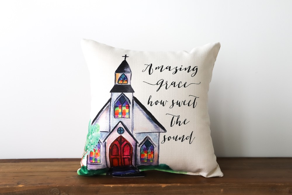 Amazing Grace Church Pillow TXT0290