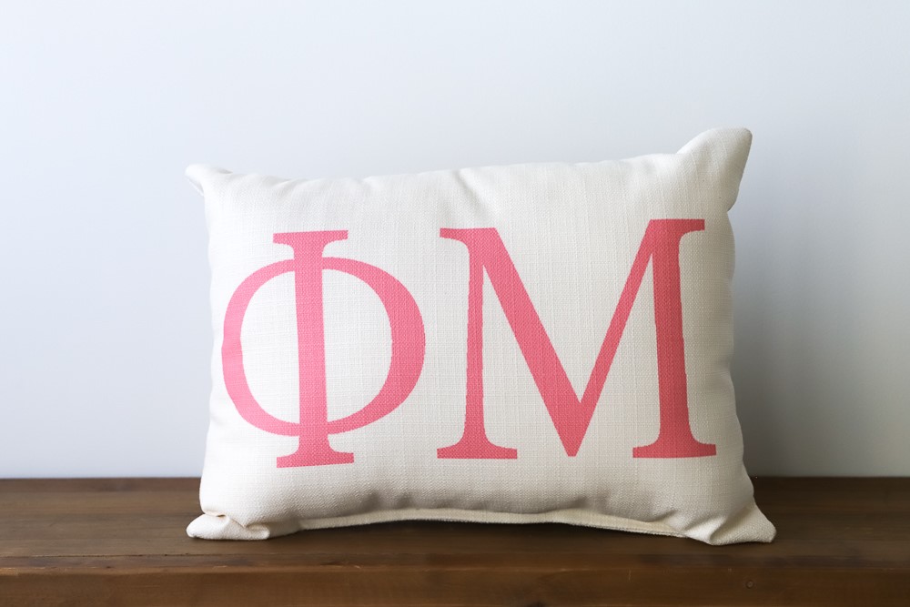 Sorority Large Letters Phi Mu  Pillow SOR0016-PM