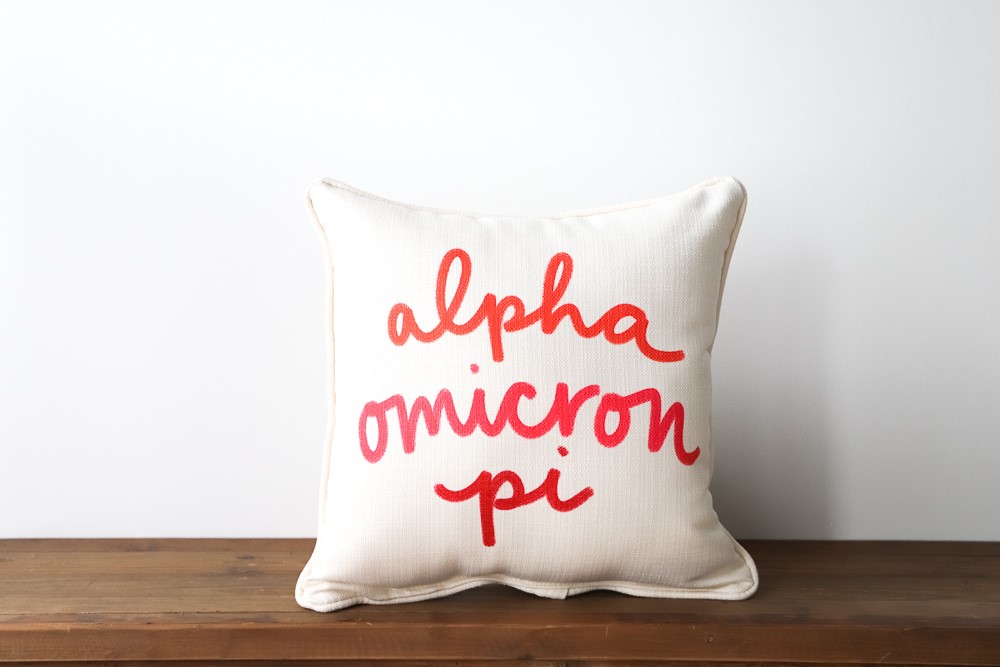 Alpha Omicron Pi Handwritten Sorority Pillow SOR0019-AOPI