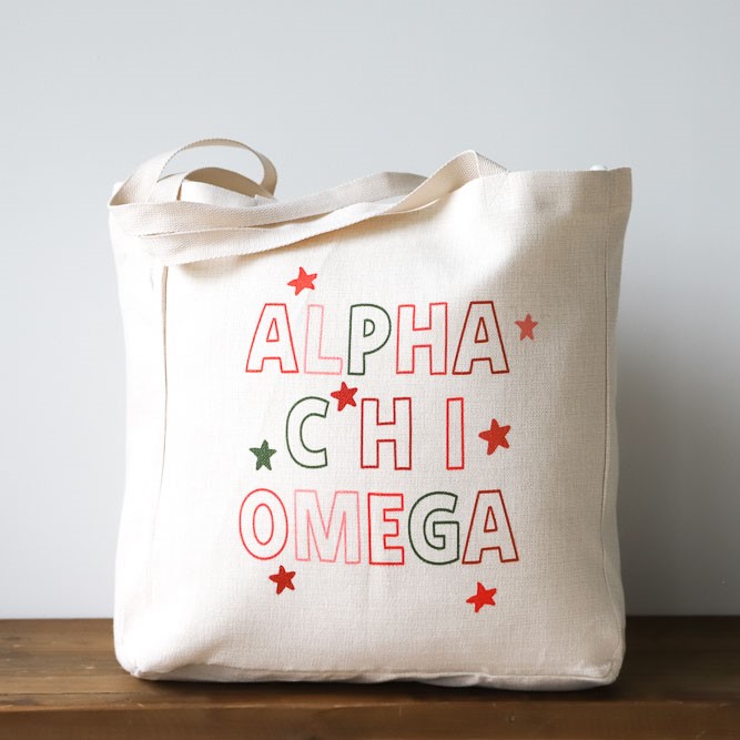 Sorority Name Arched With Stars Tote | Little Birdie