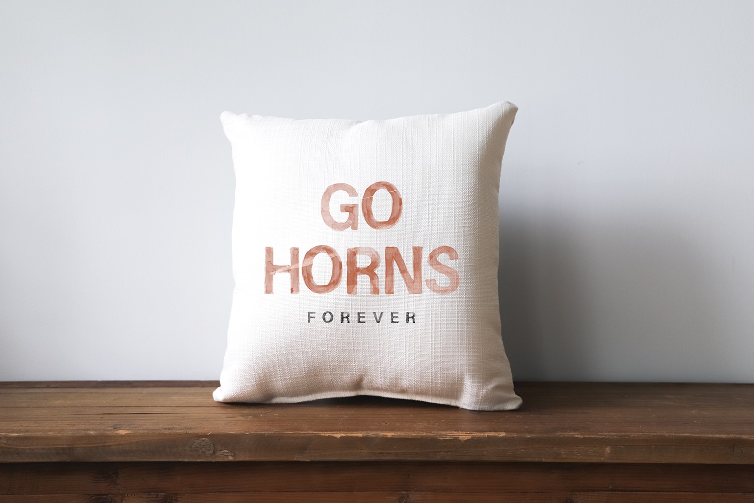 Texas Longhorns Watercolor Motto Forever Pillow UT0025