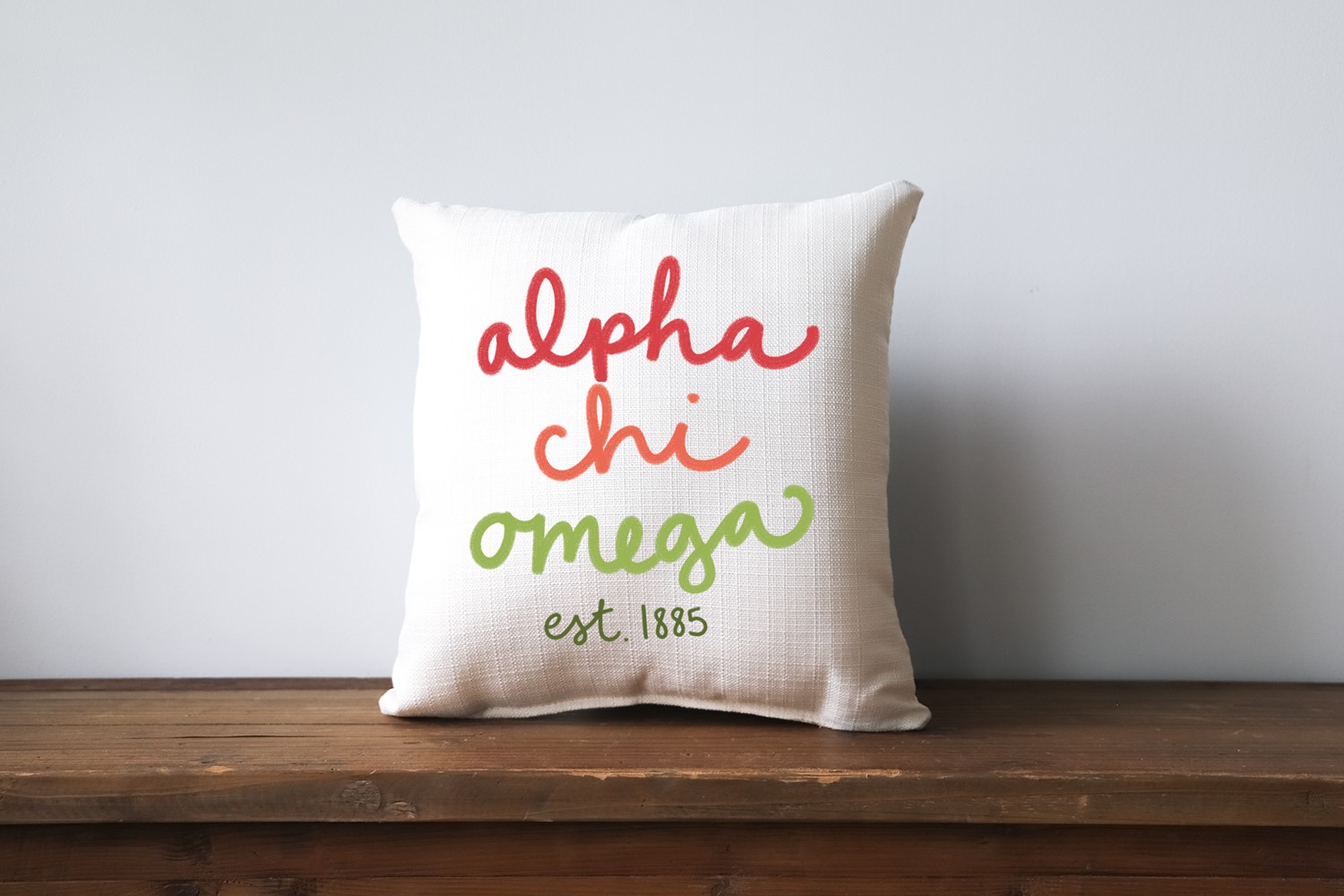 Handwritten Sorority Alpha Chi Omega Pillow Little Birdie