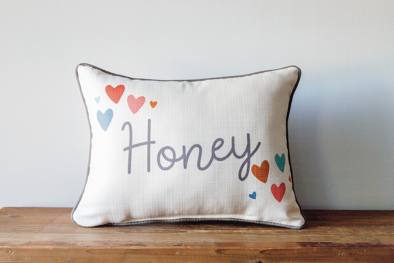 Heart pillow with store names