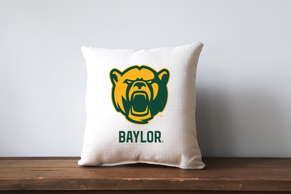 Baylor Bear and Word Mark Logo Pillow BU0002