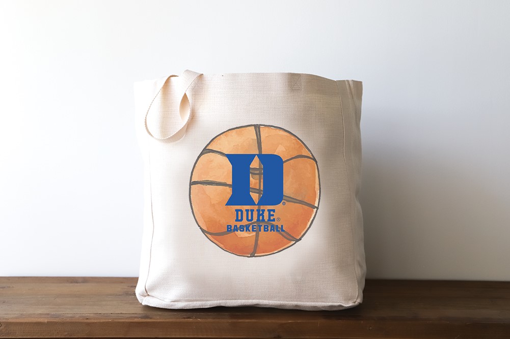 Duke Watercolor Basketball Tote Little Birdie