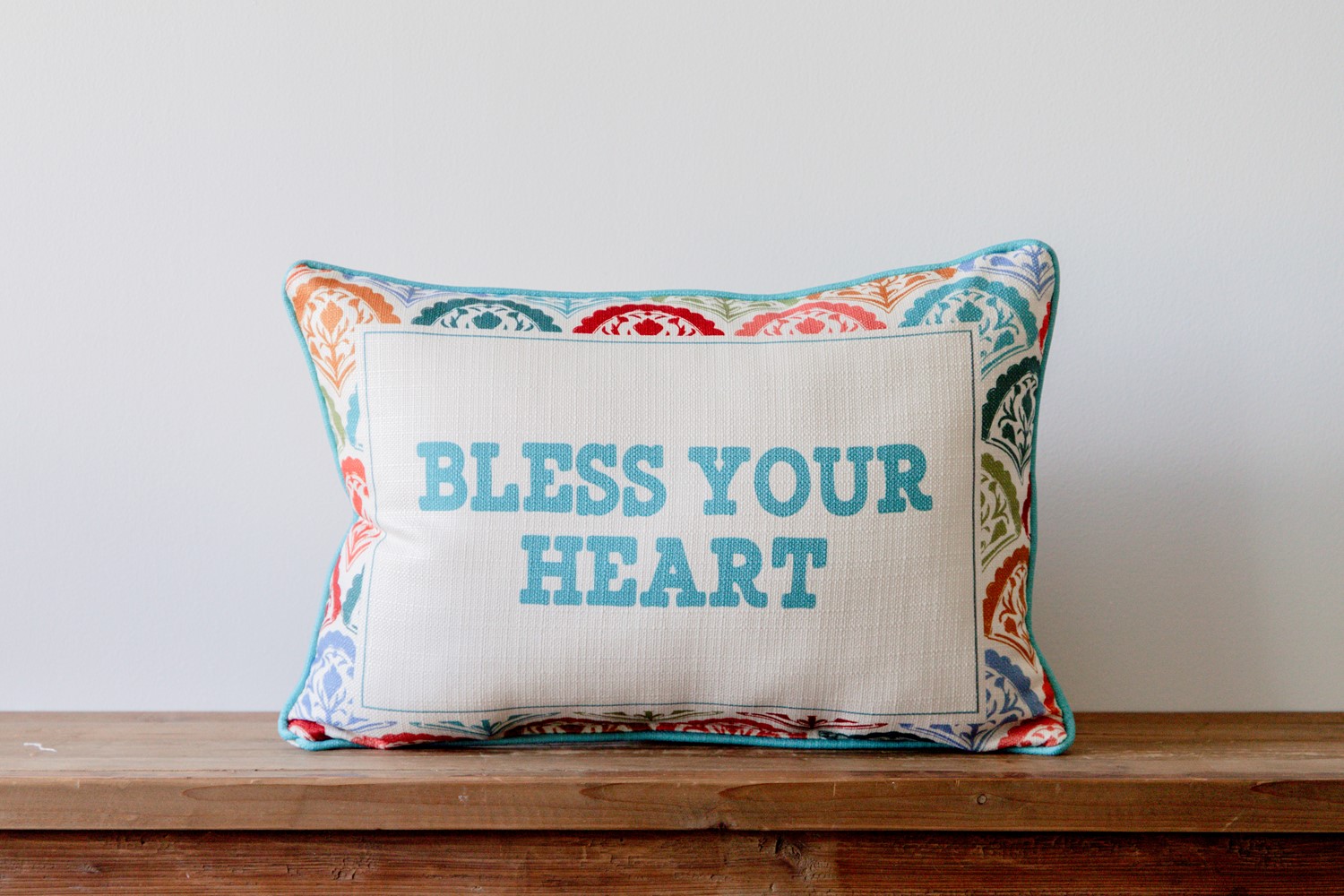 Scalloped Bless Your Heart Pillow Little Birdie