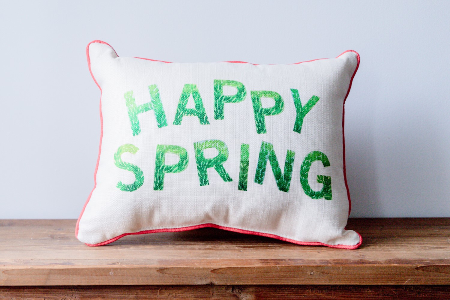 Leafy Happy Spring Pillow TXT1064