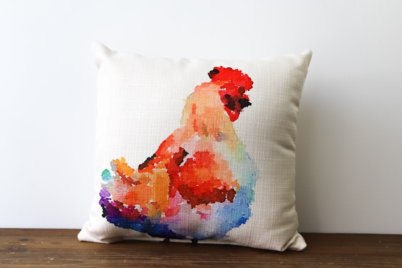 Watercolor Chicken Pillow ANI0023