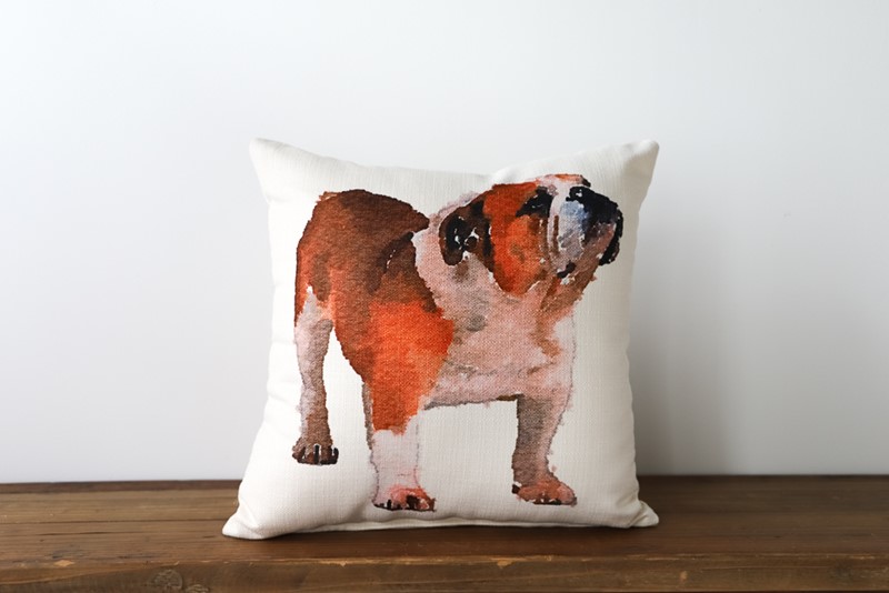 english bulldog christmas pillow