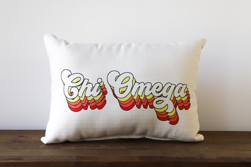 Chi Omega Groovy Script Pillow SOR0008-XO