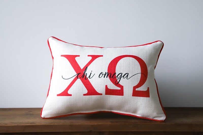 Chi Omega Sorority Large Letters Overlap Pillow