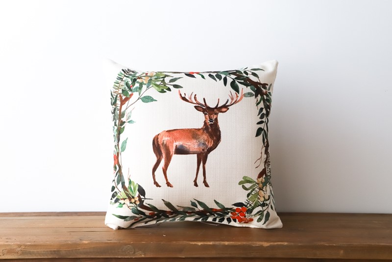 Woodland Deer Christmas Pillow | Little Birdie