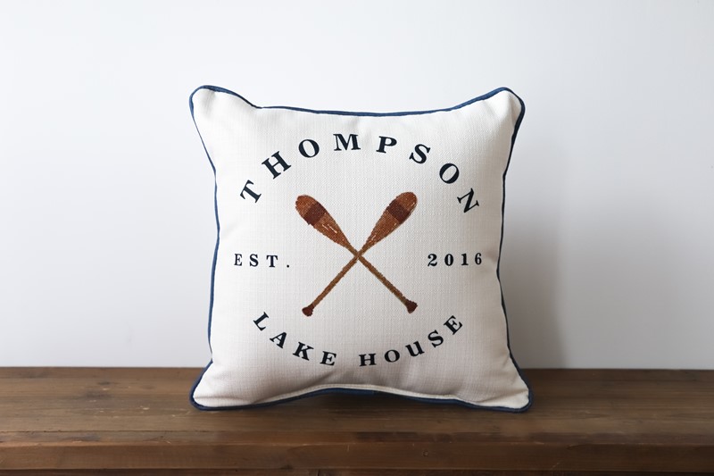 Personalized Lake House Est. Pillow Little Birdie