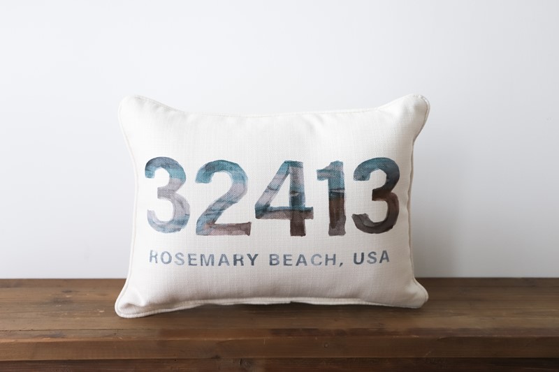 Watercolor Beach Zip Code Pillow