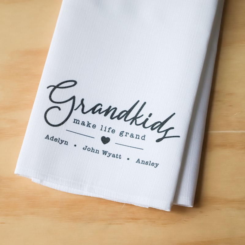 Grandkids Names Custom Tea towel, Grandchildren Personalized dish