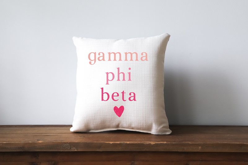 Heart Sorority Name Gamma Phi Beta Pillow SOR0034-GPHI