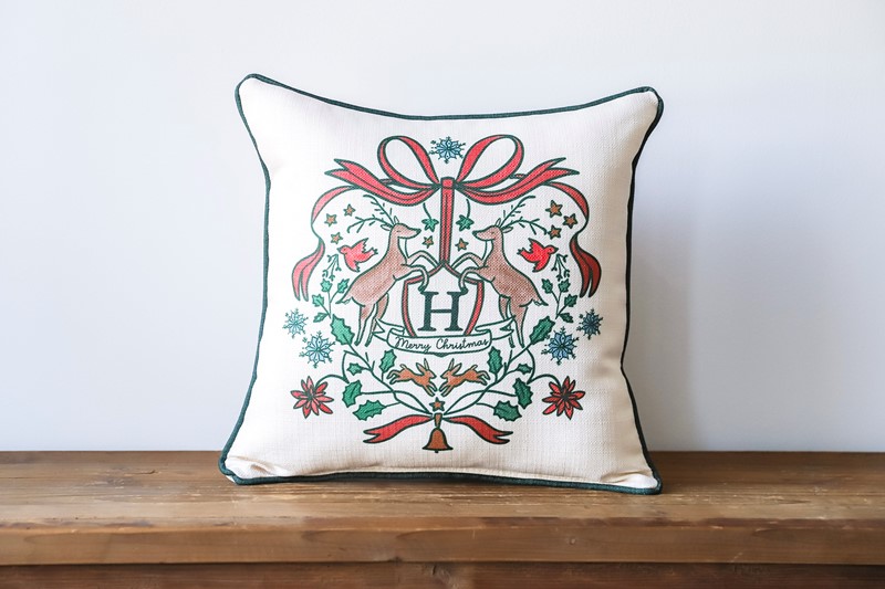 Holly Wreath Holiday Decorative Pillows