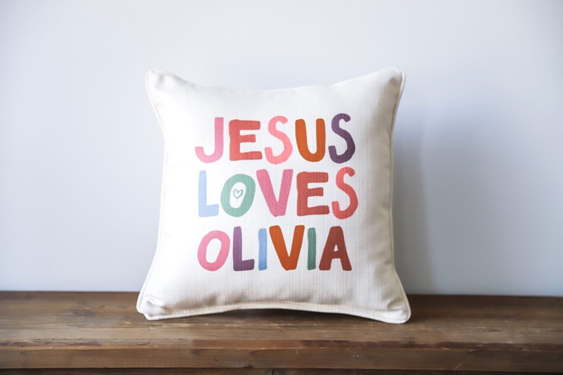 Jesus Loves Me Girl Name Pillow CHI0168