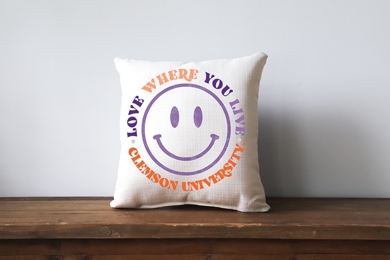 Smiley Love Where You Live Clemson Pillow CU0019