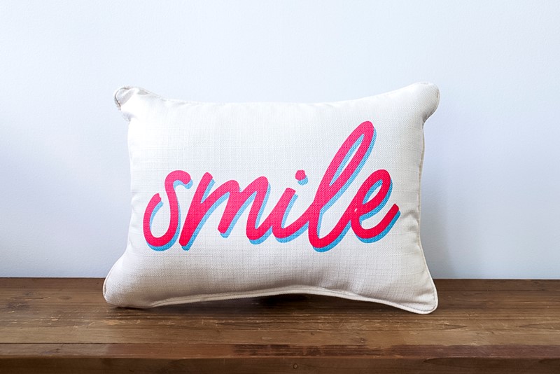 Smile Color Drop Script Pillow TXT0916