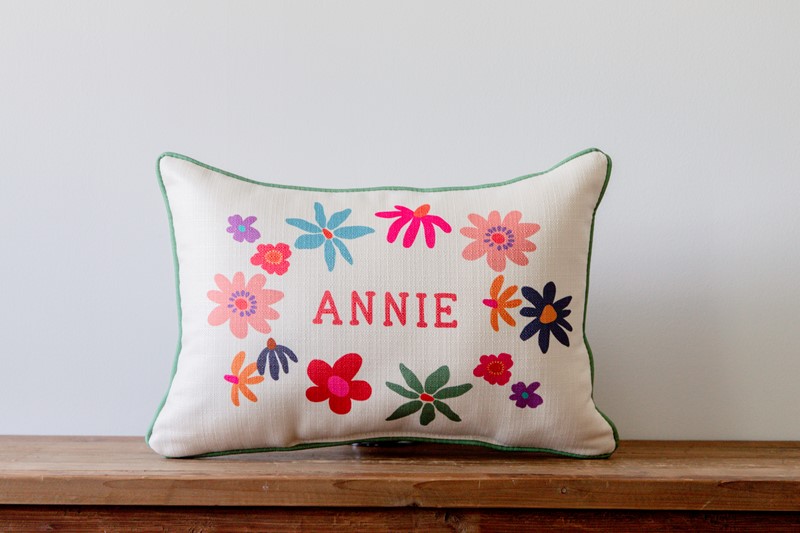 Modern Floral Girl Name Pillow