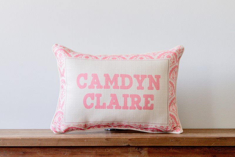 Pink Scalloped Name Pillow CHI0058