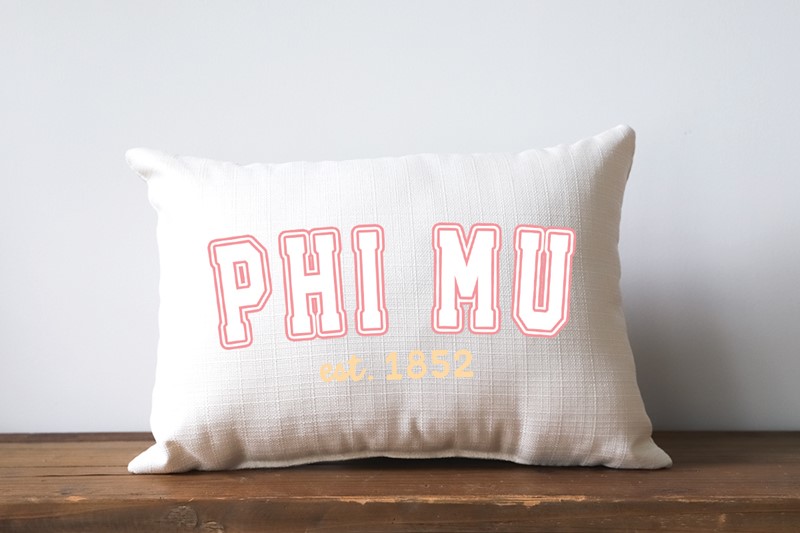 Varsity Sorority Phi Mu Pillow SOR0040-PM