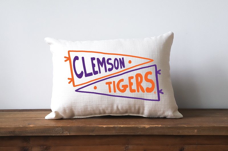 Clemson Double Pennant Pillow CU0023