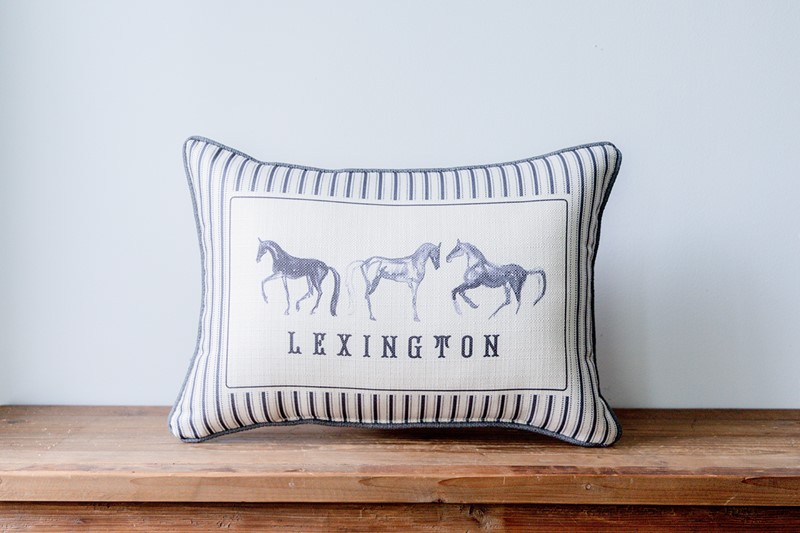 Ticking Stripe Horse Hometown Pillow Little Birdie