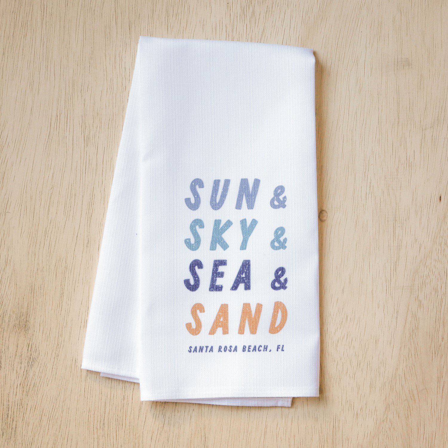 Sun, Sky, Sea, Sand Tea Towel