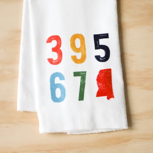 Multicolor Zip Code Square Tea Towel STE0152TT