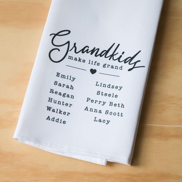 Grandkids Names Custom Tea towel, Grandchildren Personalized dish