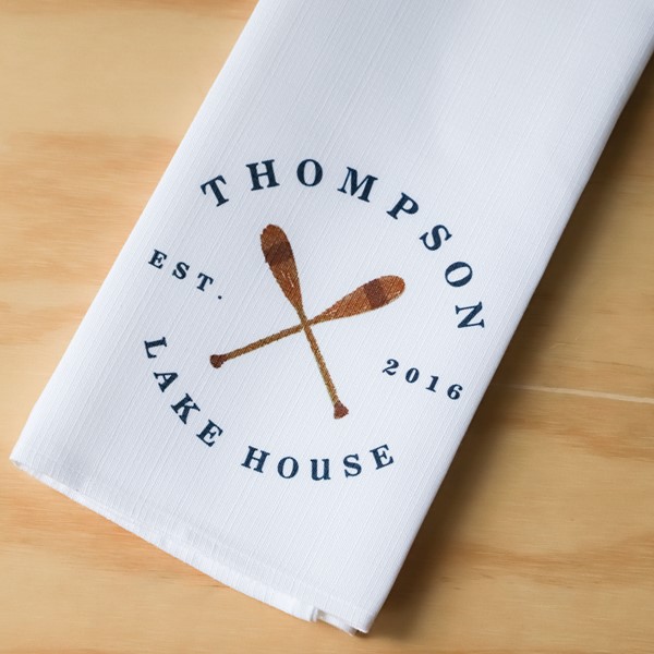 Personalized Lake House Established Tea Towel TXT0755TT